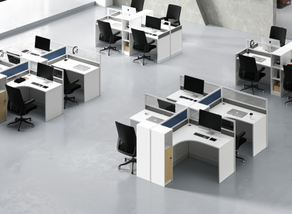 Desk 4er Office desk Table Work table Furniture Counter call center Furniture